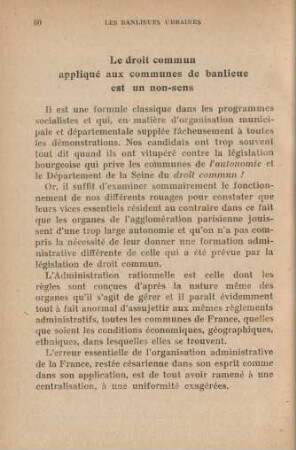Le droit commun appliqué aux communes de banlieue est un non-sens
