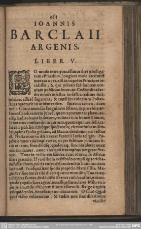 Ioannis Barclaii Argenis. Liber V.