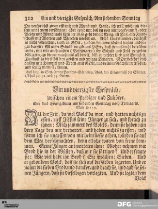 Ein und vierzigste Gespräch, am siebenden Sonntag nach Trinitatis.