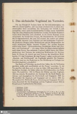 I. Das sächsische Vogtland im Vormärz