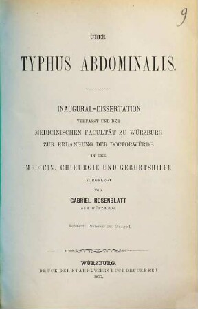 Über Typhus Abdominalis