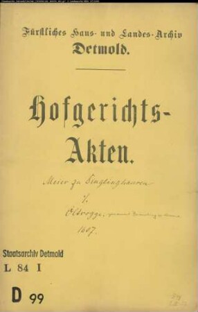 Dinglinghausen, Jobst Meier zu gegen Henrich Oltrogge modo Branding zu Lieme - Brautschatz