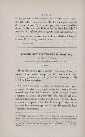 Démonstration d'un théorème de géométrie.