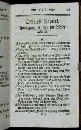 Drittes Kapitel. Auslegung etlicher juristischer Wörter.
