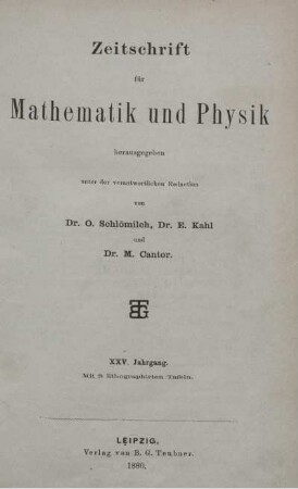 25: Zeitschrift für Mathematik und Physik