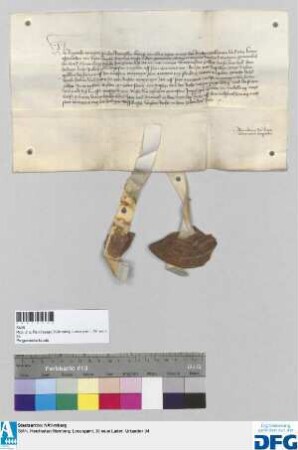 König Rupprecht stellt der Stadt Nürnberg Quittung aus über 2000 fl Reichssteuer.