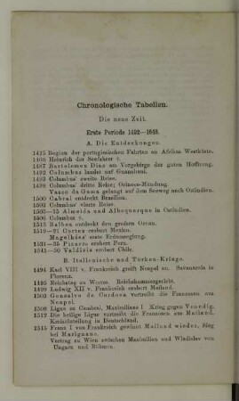 Chronologische Tabellen
