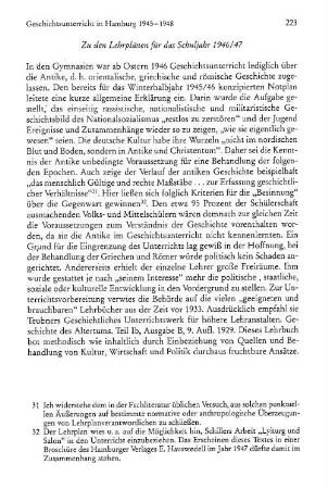 Zu den Lehrplänen für das Schuljahr 1946/47