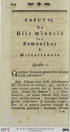 Caput VI: De diis minutis seu Semonibus & Miscellaneis