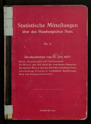 2.1913: Berufsaufnahme vom 12. Juni 1907 ; Beruf, Altersklassen und Familienstand ...