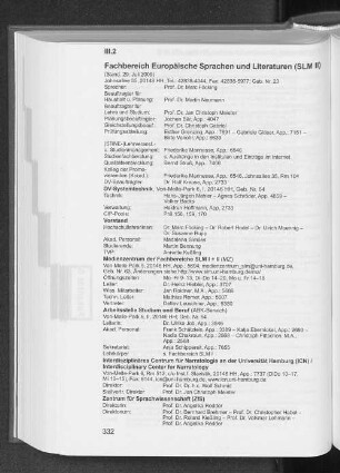Fachbereich Europäische Sprachen und Literaturen (SLM II)