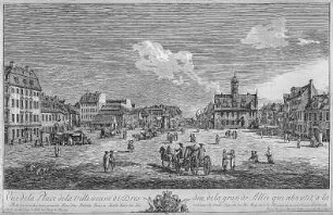Dresden, Der Neustädter Markt : Dresden, Neustädter Markt, Wagen, Karosse, Radierung