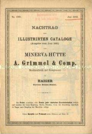 Nachtrag zum illustrierten Katalog (Ausgabe Juni 1881)