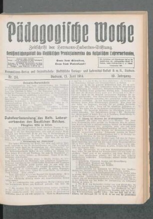 Jubelversammlung des Kath. Lehrerverbandes des Deutschen Reiches : Pfingsten 1914 in Essen