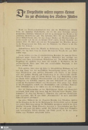 Die Vorgeschichte unserer engeren Heimat bis zur Gründung des Klosters Zschillen