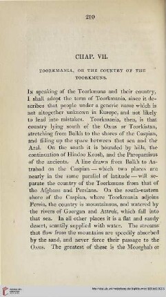Book I, Chapter VII: Toorkmania, or the country of the Toorkmuns