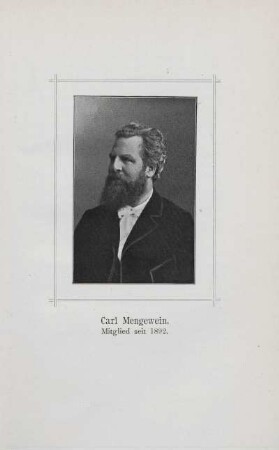 Tafel: Carl Mengewein, Mitglied seit 1892