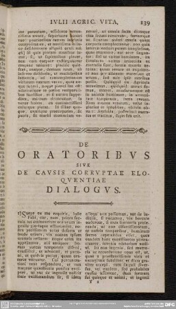 De Oratoribus Sive De Causis Corruptae Eloquentiae Dialogus