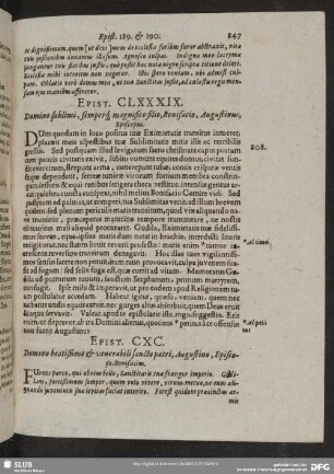 Epist. CLXXXIX. Domino sublimi, semperq[ue] magnifico filio, Bonifacio, Augustinus, Episcopus