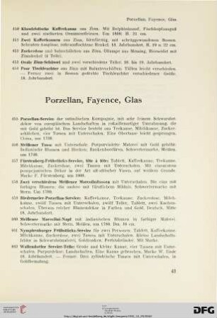 Porzellan, Fayence, Glas (Nr. 455-506)