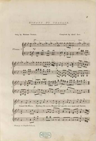 Homage to Charlie : the celebrated scotch song of Bonnie Lad march