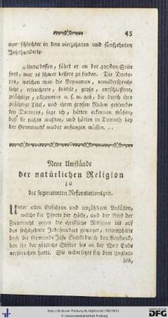 Neue Umstände der natürlichen Religion zu der sogenannten Reformationszeit.