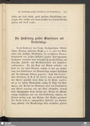 Die Herstellung großer Glaskörper mit Drahteinlage