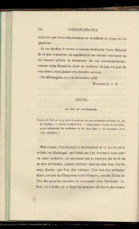 XXVII. Le Roi au Landgrave (6 novembre 1603)