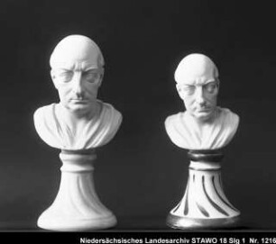 Gottfried Wilhelm Leibniz (älterer Positivabzug vorhanden) Enthält: Zwei Fürstenberger Büsten von vorn (aufgenommen im Sommer 1916)