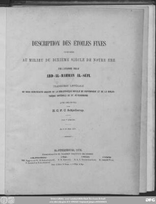 Description des étoiles fixes