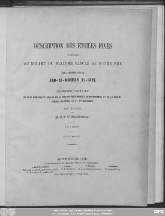 Description des étoiles fixes