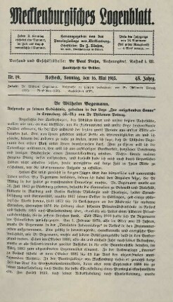 Nr. 19. Rostock, Sonntag, den 16. Mai 1915.
