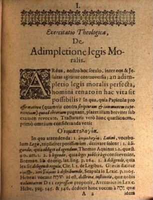 Exercitationum theologicarum disputatio VII., de adimpletione legis moralis
