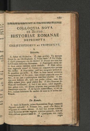 Colloqvia Nova Ex Initio Historiae Romanae...