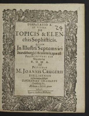 Disputatio X. Et Ultima De Topicis & Elenchis Sophisticis