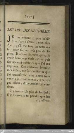 Lettre Dix-Neuviéme