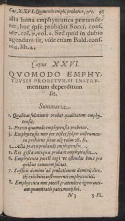 Caput XXVI. Quomodo Emphyteusis Probetur, Si Instrumentum deperditum sit.