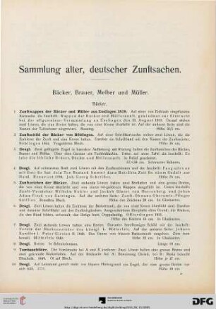 Bäcker, Brauer, Melber, Müller (Nr. 1-25)
