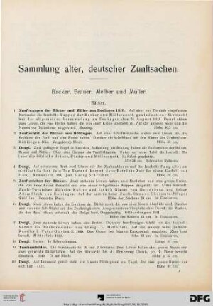 Bäcker, Brauer, Melber, Müller (Nr. 1-25)