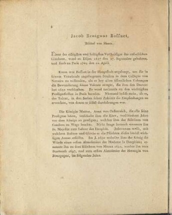 Jacob Benignus Boffuet, Bischof von Meaux.