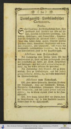 Breyßgauisch-Landständischer Consessus.