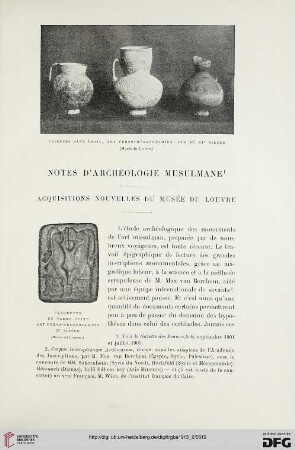 4. Pér. 10.1913: Acquisitions nouvelles du Musée du Louvre : notes d'archéologie musulmane
