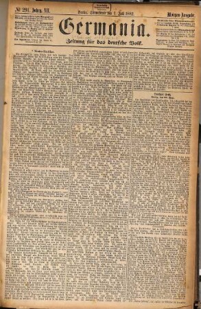 Germania : Zeitung für das deutsche Volk. 12. 1882, 7 - 9