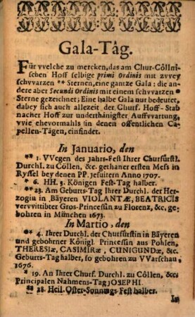 Kurkölnischer Hof-Kalender. 1717