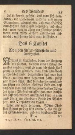 Das 6 Capitel Von den After-Aposteln und Antichristen.
