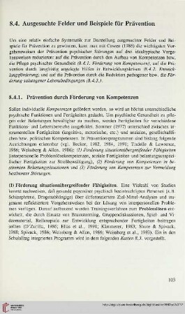 8.4. Ausgesuchte Felder und Beispiele für Prävention