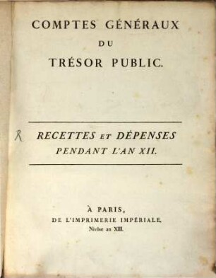 Comptes généraux du tresor public
