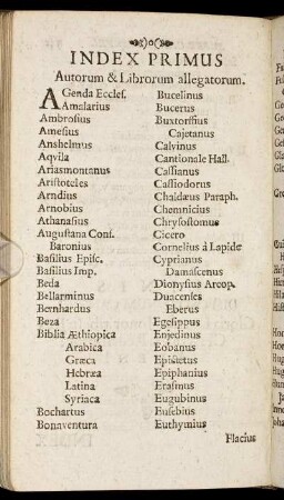 Index Primus Autorum & Librorum allegatorum.