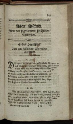 Erstes Hauptstück. - Drittes Hauptstück.
