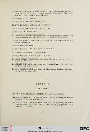 D. Keramik (Nr.243-289)